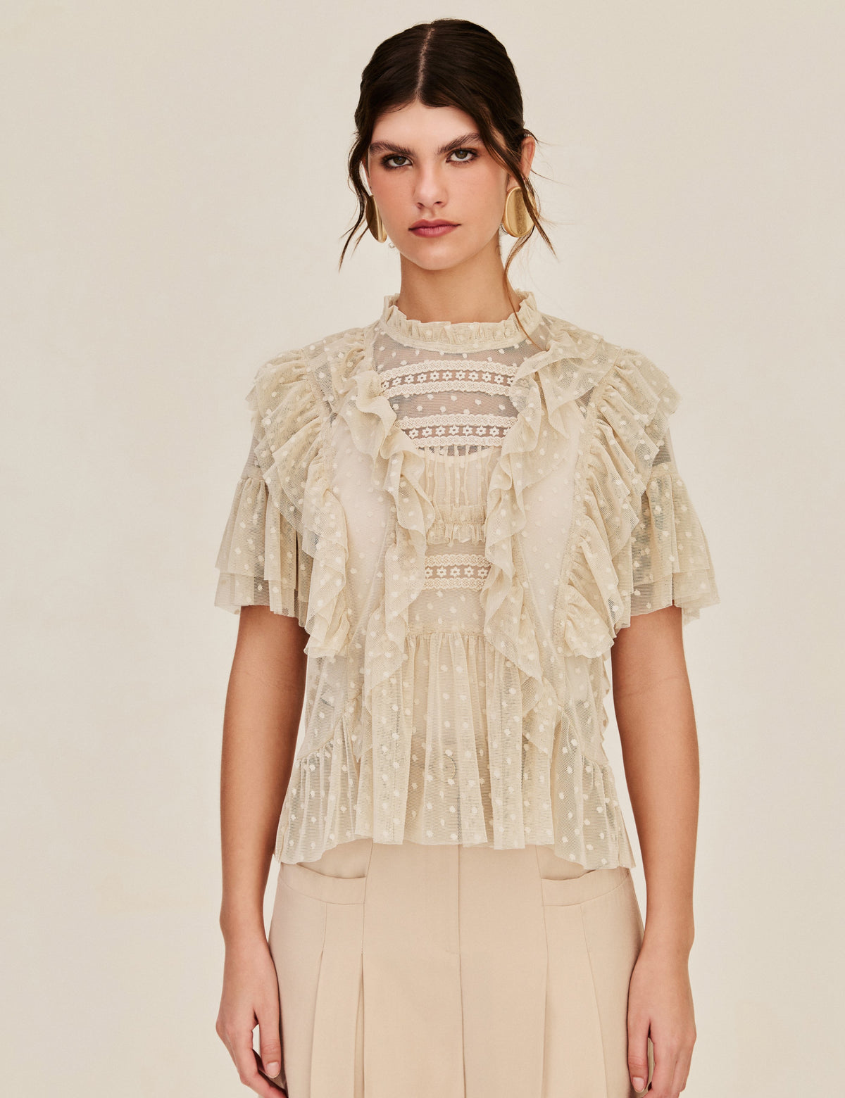 Blusa Tule Poá Filomena