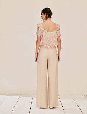 Blusa Tule Poá Renda Moana