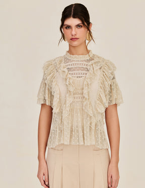 Blusa Tule Poá Filomena