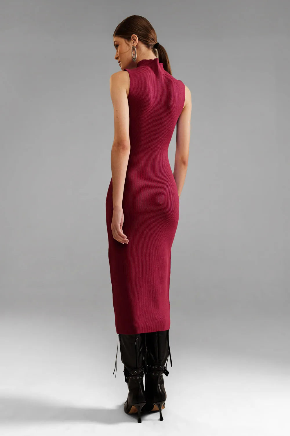 Vestido Tricot Midi Joana Marsala