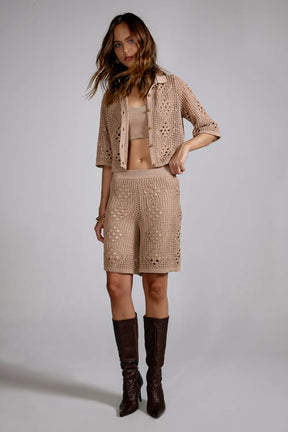 Conjunto Tricot Bertha Casaco + Bermuda