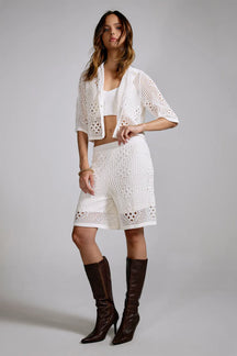 Conjunto Tricot Bertha Casaco + Bermuda